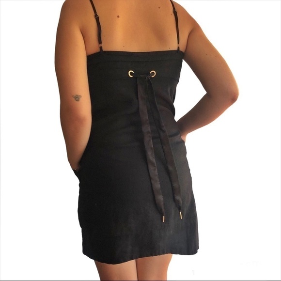 Guess jeans 100% linen dress black Small - Picture 3 of 8